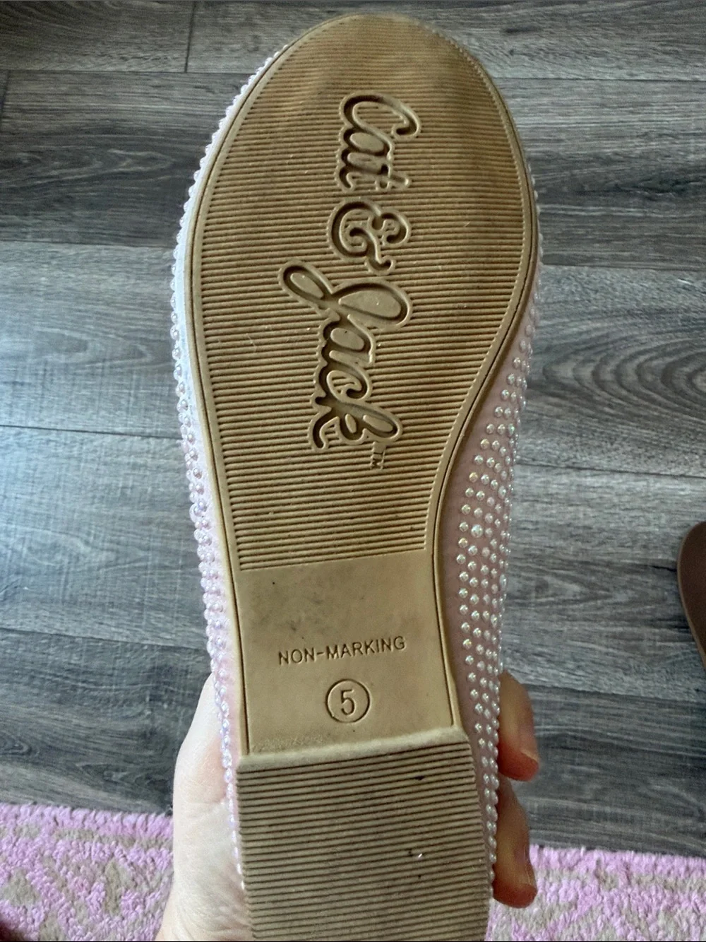 Girls Cat and Jack Embellished Ballet Flats in Light Pink